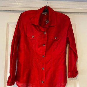 Vintage Chico's Red Silk Blouse, Size 0
